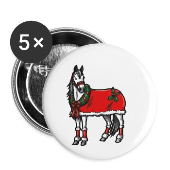 christmas horse x-mas gift wreath loop - Buttons small 1''/25 mm (5-pack) - white - Front