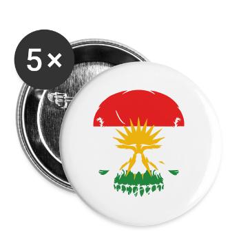 skull kurdistan - Buttons klein 25 mm (5er Pack) - Weiß - Vorne