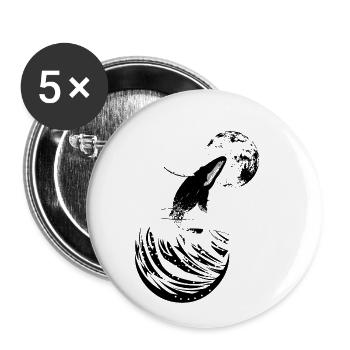 whale and moon - Buttons small 1''/25 mm (5-pack) - white - Front