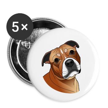 Staffy fauve - Lot de 5 petits badges (25 mm) - blanc - Devant