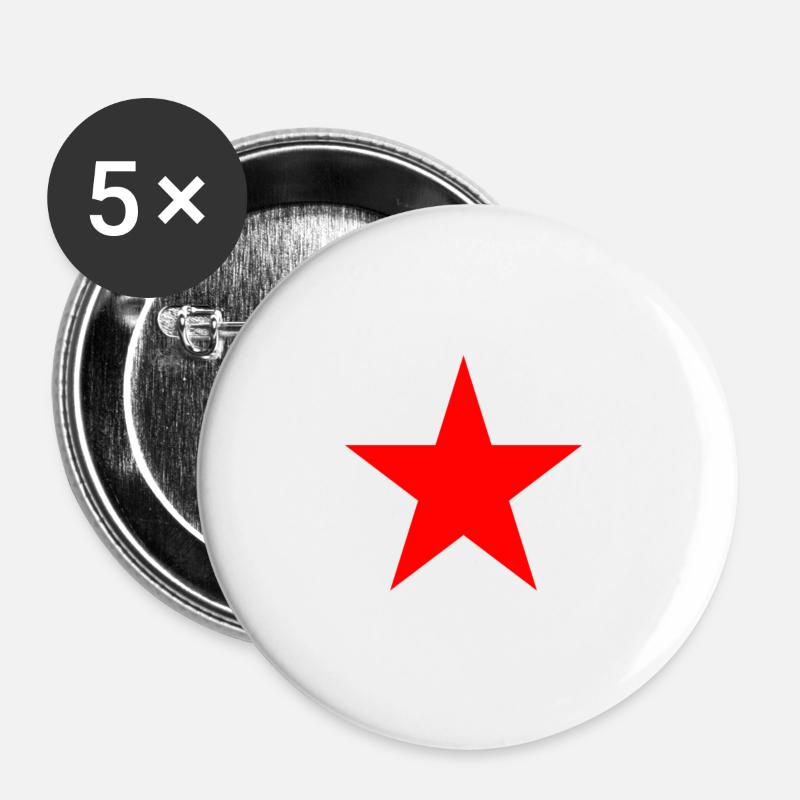 Red Star - Buttons small 1''/25 mm (5-pack) - white
