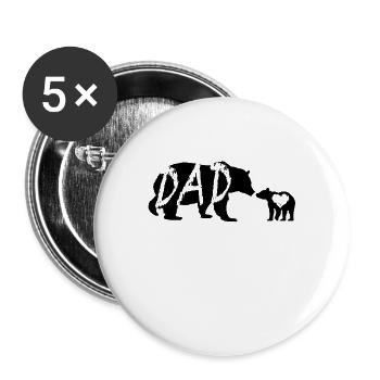 Dad and baby bear daddy 2019 bear kid gift - Buttons small 1''/25 mm (5-pack) - white - Front