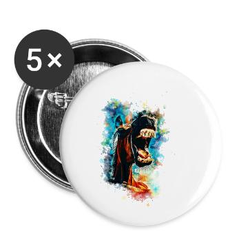 Pferd urkomisch großer Mund Wasserfarben Spritzer - Buttons klein 25 mm (5er Pack) - Weiß - Vorne