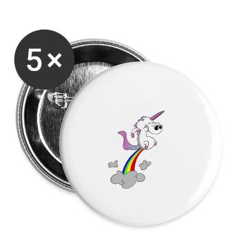Unicorn / unicorn - farting rainbow - Buttons small 1''/25 mm (5-pack) - white - Front