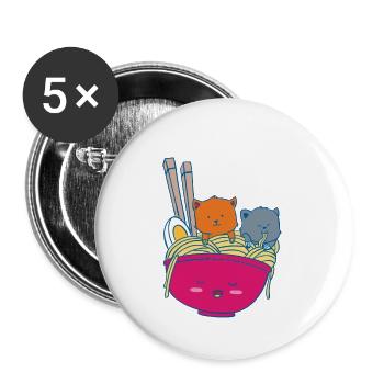Ramen Nudeln Suppe Anime Kawaii Katzen Geschenk - Buttons klein 25 mm (5er Pack) - Weiß - Vorne