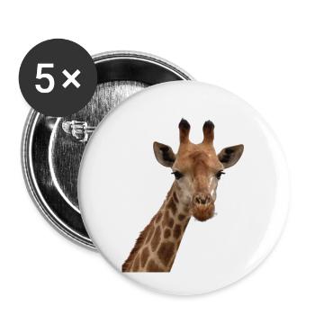 Giraffe, Tier Zoo, lüstig witzig - Buttons klein 25 mm (5er Pack) - Weiß - Vorne