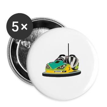 kirmes boxauto fahrgeschäft - Buttons klein 25 mm (5er Pack) - Weiß - Vorne