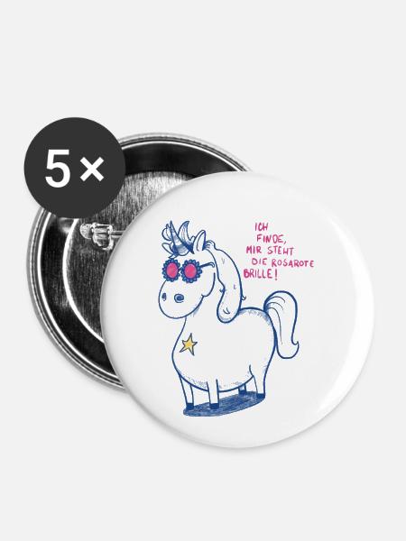 Mindset Einhorn - Buttons klein 25 mm (5er Pack) - Weiß