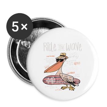 Pelikane surfen - Buttons klein 25 mm (5er Pack) - Weiß - Vorne