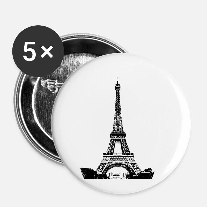 Eiffel tower - Buttons small 1''/25 mm (5-pack) - white