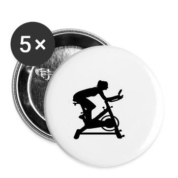 INDOOR CYCLING FITNESS KURS WORKOUT SPIN SPORT GYM - Buttons klein 25 mm (5er Pack) - Weiß - Vorne