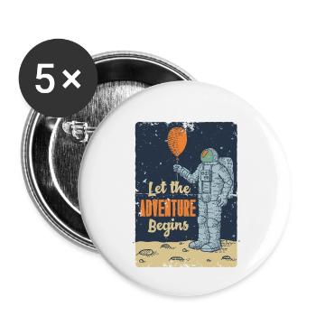 Let the Adventure Begins Geschenkidee - Buttons klein 25 mm (5er Pack) - Weiß - Vorne