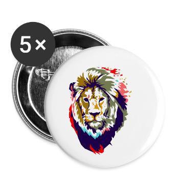 Löwe Bunt Graffiti Design Urban Style Geschenk - Buttons klein 25 mm (5er Pack) - Weiß - Vorne