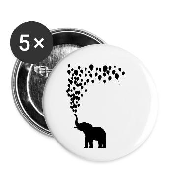 Elefant Luftballon Freude Spiel Spass Geschenk - Buttons klein 25 mm (5er Pack) - Weiß - Vorne