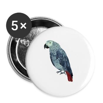 Grey parrot hand-painted. Pet Merchandise - Buttons small 1''/25 mm (5-pack) - white - Front