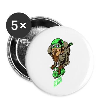 Scooterman Drive Slow Gift Idea - Buttons small 1''/25 mm (5-pack) - white - Front