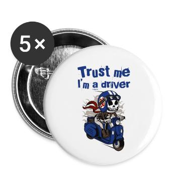 Skull Scooterman Gift Idea - Buttons small 1''/25 mm (5-pack) - white - Front