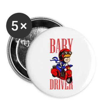 Baby Driver Rider Kid Gift Idea - Buttons small 1''/25 mm (5-pack) - white - Front