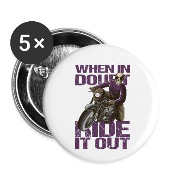 Skull Biker Gift Idea - Buttons small 1''/25 mm (5-pack) - white - Front