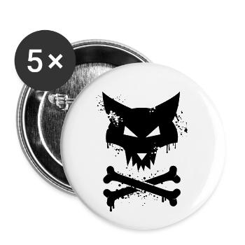 Fox skull graffiti in black - Buttons small 1''/25 mm (5-pack) - white - Front