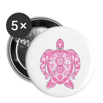 Chemise tortue mosaïque tortue de mer - Lot de 5 petits badges (25 mm) - blanc - Devant