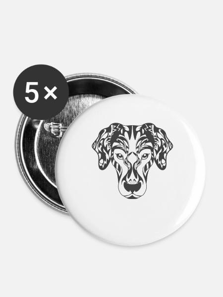 Hund - Buttons klein 25 mm (5er Pack) - Weiß