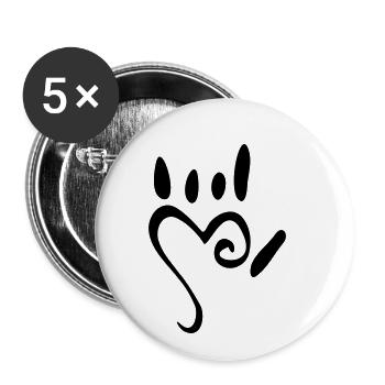 Ich Liebe Dich Fingeralphabet - Buttons klein 25 mm (5er Pack) - Weiß - Vorne