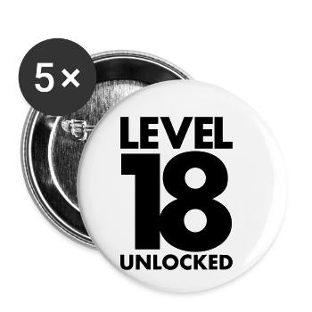 Level 18 Shirt | 18th Birthday Gamer Gifts - Buttons small 1''/25 mm (5-pack) - white - Front