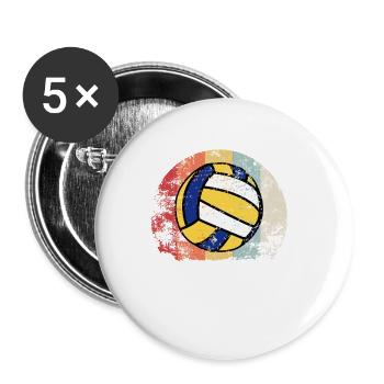 Volleyball Vintage Club Sport League Gift - Buttons small 1''/25 mm (5-pack) - white - Front