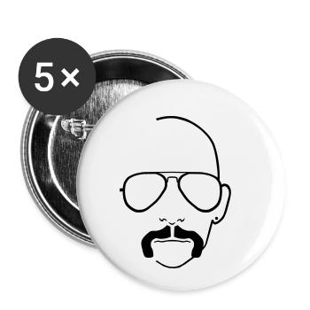 Pornoglatze Gesicht - Buttons klein 25 mm (5er Pack) - Weiß - Vorne
