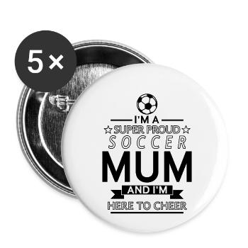 Fußball Mama Mum Mutter Stolz Fussball Geschenk - Buttons klein 25 mm (5er Pack) - Weiß - Vorne
