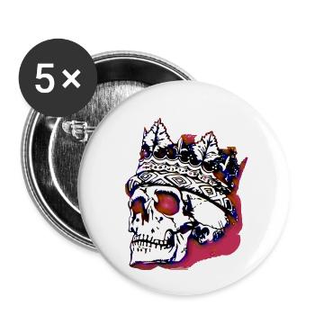 Skull with crown - Buttons small 1''/25 mm (5-pack) - white - Front
