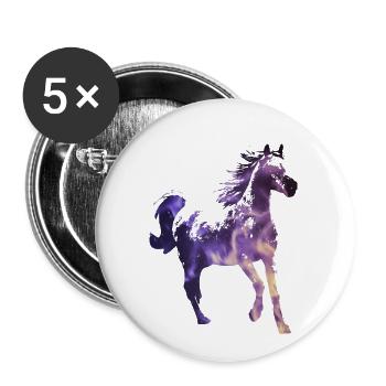 cheval - Lot de 5 petits badges (25 mm) - blanc - Devant