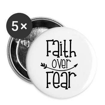 Faith Over Fear Geschenk Glaube Kirche Bibel - Buttons klein 25 mm (5er Pack) - Weiß - Vorne