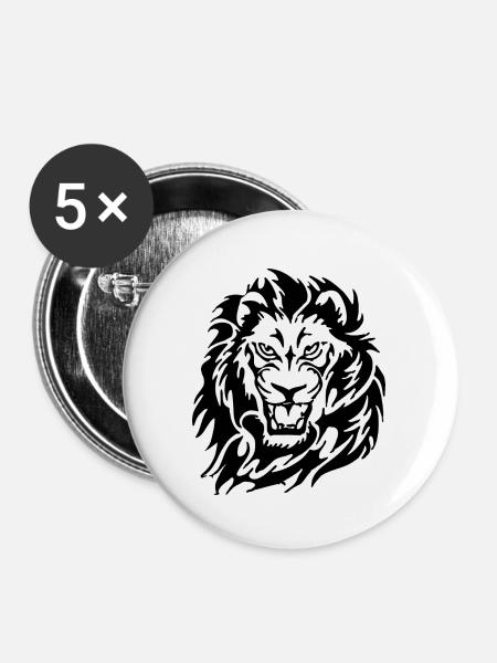 Angry Lion - Buttons small 1''/25 mm (5-pack) - white