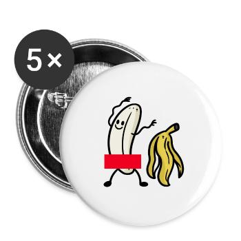 Drôle de nudiste Nu Banane censeur mature amusante mature - Lot de 5 petits badges (25 mm) - blanc - Devant
