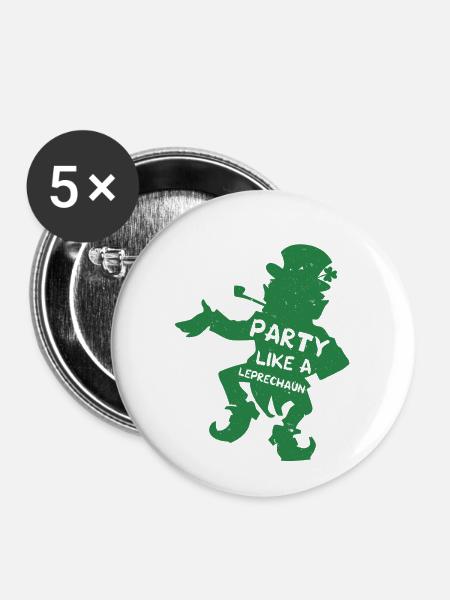 Party wie ein Kobold - Buttons klein 25 mm (5er Pack) - Weiß