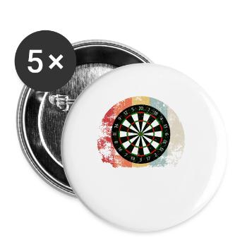 Darts Vintage Dart Sport Pfeil Geschenk - Buttons klein 25 mm (5er Pack) - Weiß - Vorne