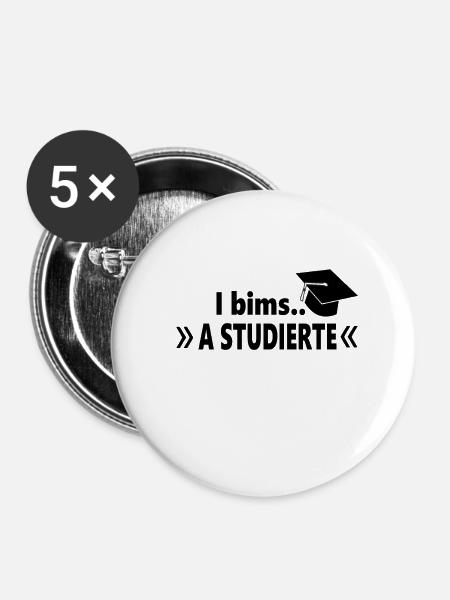 Abschluss - Buttons klein 25 mm (5er Pack) - Weiß