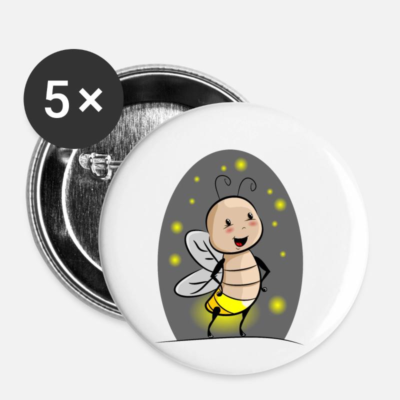 Glühwürmchen - Buttons klein 25 mm (5er Pack) - Weiß