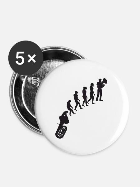Tubaspieler Tuba Evolution - Buttons klein 25 mm (5er Pack) - Weiß