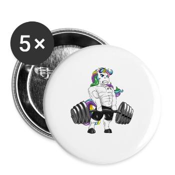Einhorn Kreuzheben Workout Bodybuilder Geschenk - Buttons klein 25 mm (5er Pack) - Weiß - Vorne