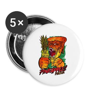 Cadeau d'amoureux des gorilles à l'ananas Pizza d'Hawaï - Lot de 5 petits badges (25 mm) - blanc - Devant