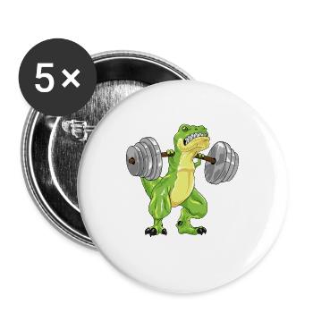 T-Rex Dino Kniebeugen Workout Bodybuilder Geschenk - Buttons klein 25 mm (5er Pack) - Weiß - Vorne