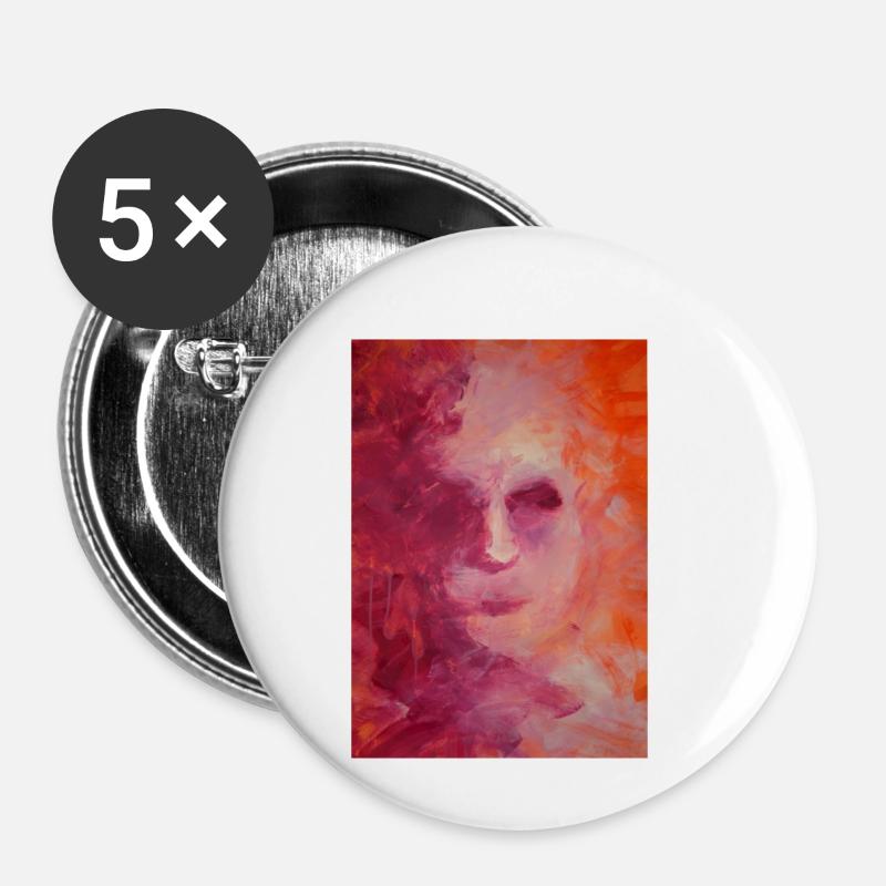 Original Kunstdruck "Harlequin" - Buttons klein 25 mm (5er Pack) - Weiß