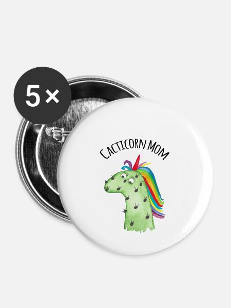 Cacticorn Mom - Buttons klein 25 mm (5er Pack) - Weiß