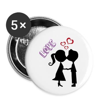 Hochzeit Brautpaar Geschenk Just Married Love - Buttons klein 25 mm (5er Pack) - Weiß - Vorne