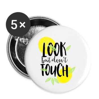 regarde mais ne touche pas - Lot de 5 petits badges (25 mm) - blanc - Devant