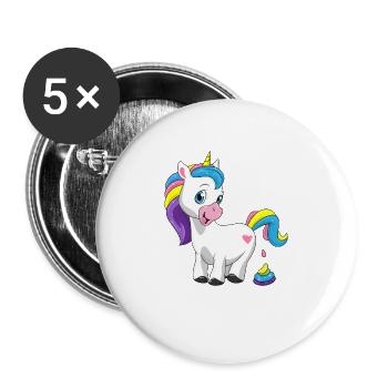 Einhorn Regenbogen Scheiße Einhornkacke Geschenk - Buttons klein 25 mm (5er Pack) - Weiß - Vorne
