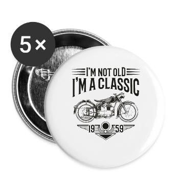 I'm Not Old I'm A Classic 1959 Geburtstag Motorrad - Buttons klein 25 mm (5er Pack) - Weiß - Vorne